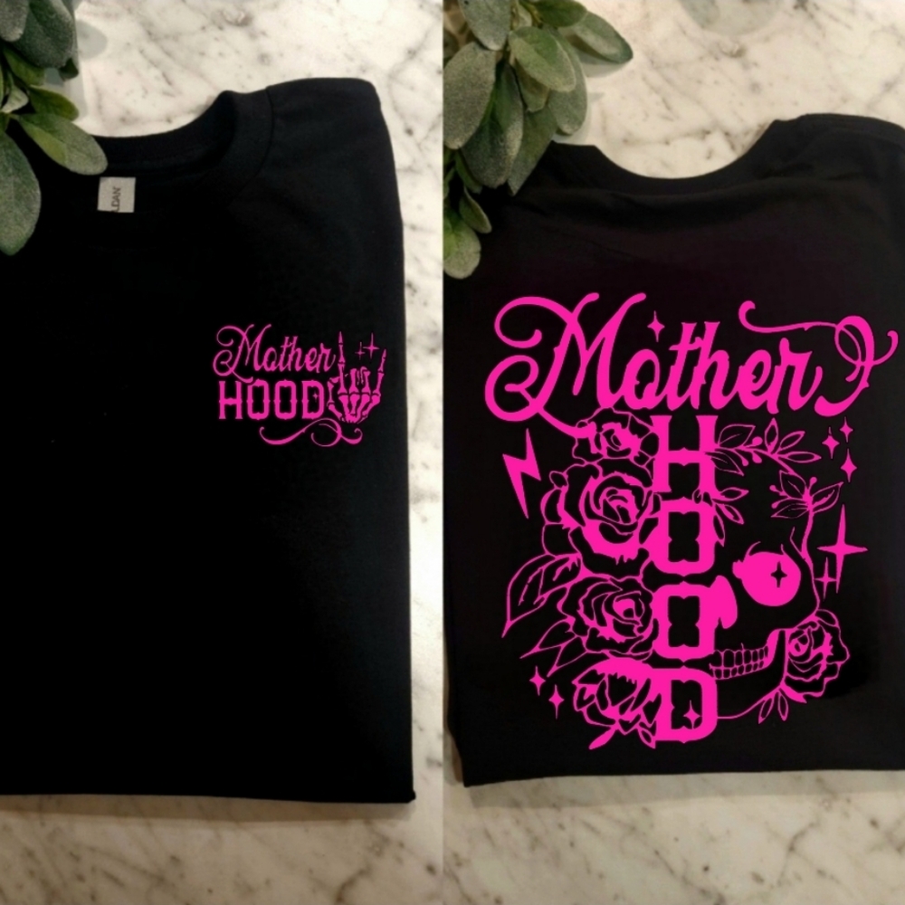 Motherhood shirt cute Skull Roses mom mama pink